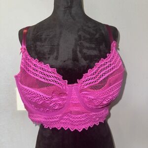 Cacique Pink Lace Bra With Padding Under Wire Size 42 DDD!